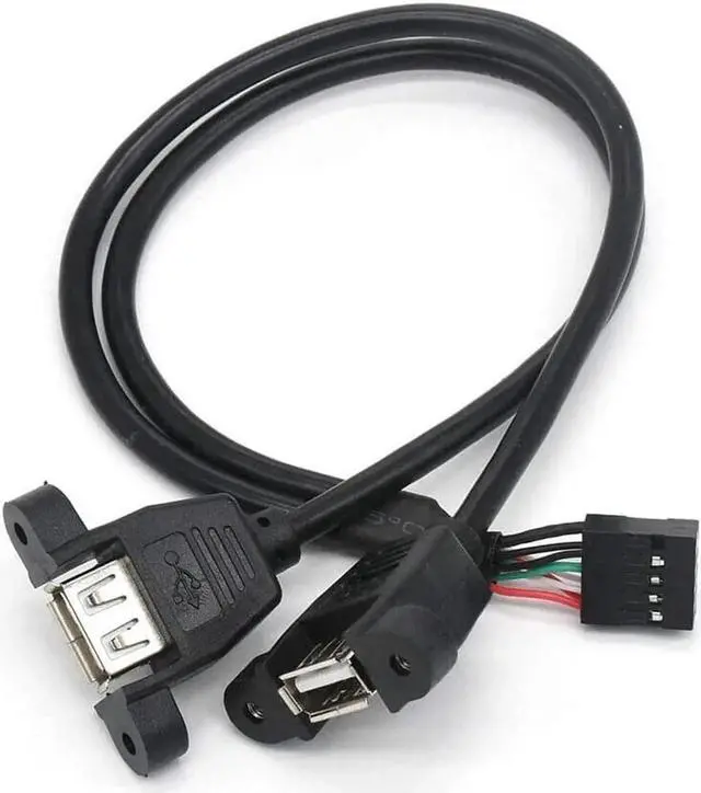 Alt view image 3 of 3 - 9 Pin Header to Dual USB 2.0 Type A Female Adapter Cable, Motherboard 9pin Expansion Cord
