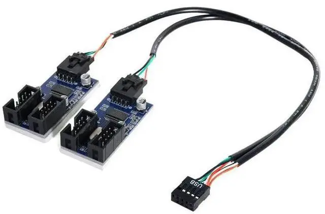 Alt view image 6 of 7 - 9Pin USB 2.0 Header 1 to 2/4 Female Extension Cable, Internal USB Port Multiplier Hub Adapter