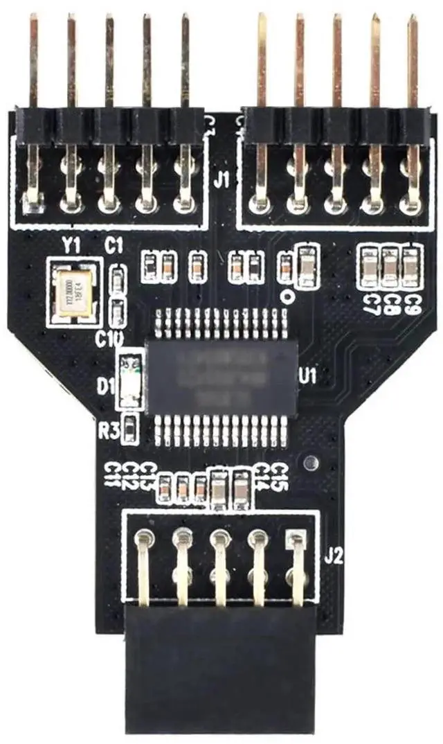 Main image of 9Pin/10Pin USB 2.0 Header 1 to 2 Female Splitter Cable, Motherboard Internal Port Multiplier Hub Adapter
