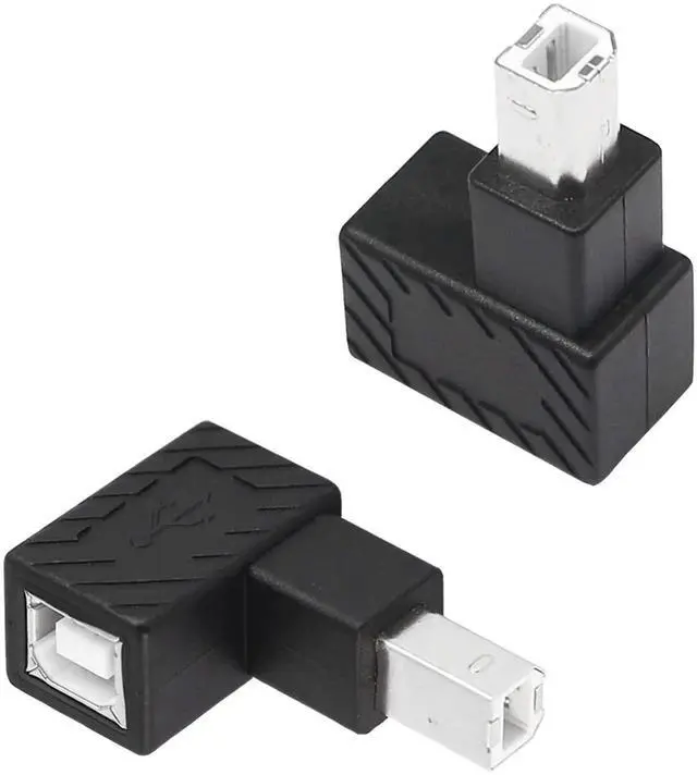 Main image of 2 Pack 90 Degree USB 2.0 Type-B Adapter, Male to Female Right Angle Connector for Printer, Scanner & External HDD