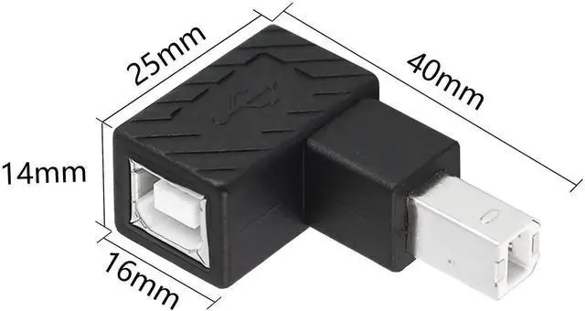 Alt view image 2 of 6 - 2 Pack 90 Degree USB 2.0 Type-B Adapter, Male to Female Right Angle Connector for Printer, Scanner & External HDD