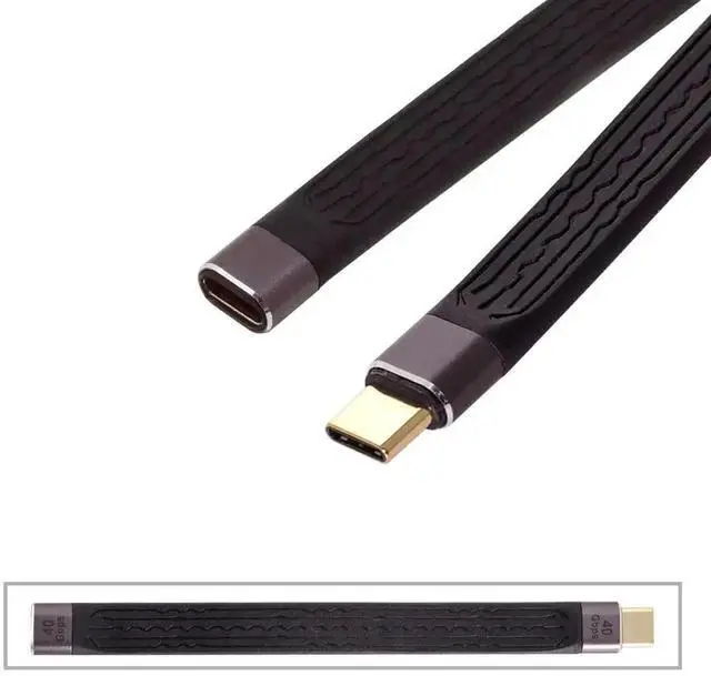 Alt view image 5 of 7 - 13cm USB4 Slim Flat Extension Cable, Male to Female, 40Gbps, 100W PD Charging, 8K@60Hz, Compatible with Thunderbolt 3/4