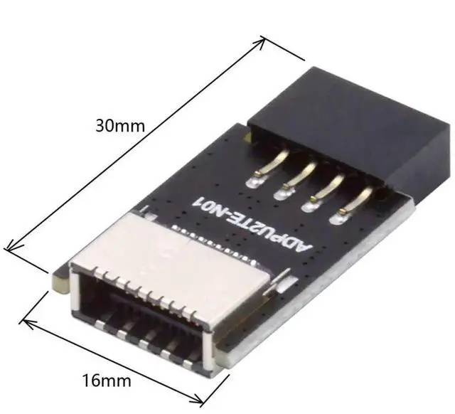 Alt view image 2 of 7 - USB 2.0 9Pin Male to USB 3.1 Type E Key-A Female Adapter, Front Panel Socket to 9Pin Mainboard Header Internal Extension Converter for PC Case