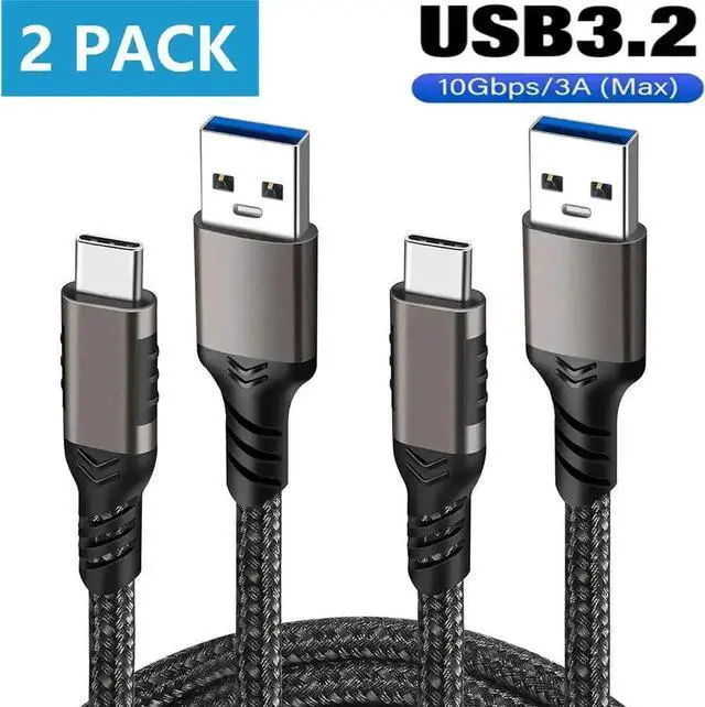 Main image of 2-Pack 1M/3.3ft Nylon Braided USB A to USB C Cable, 10Gbps 60W 3A Fast Charging Cord for Samsung Galaxy S22 S21 S20 & Type-C Devices