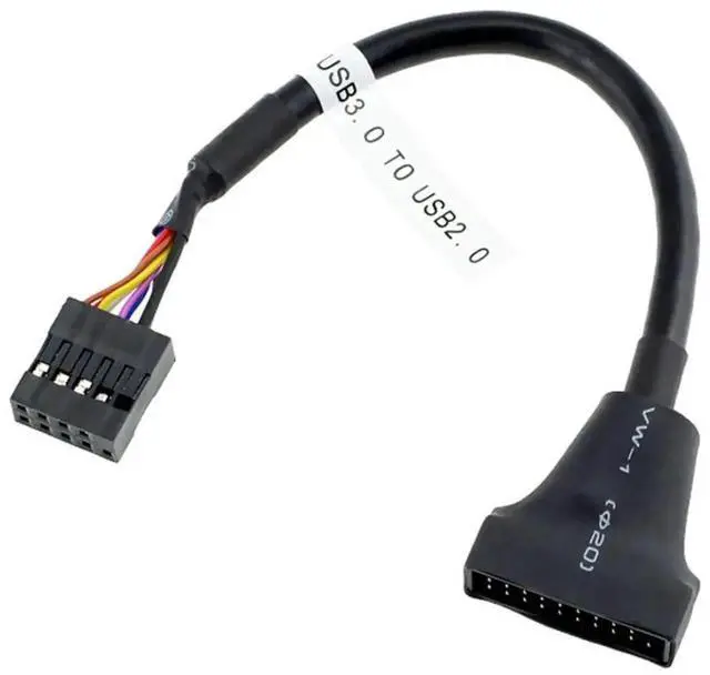 Alt view image 5 of 7 - 2 Pack USB 2.0 9/10Pin Front Panel Header to 19/20Pin Mainboard Header Gender Changer Cable Adapter