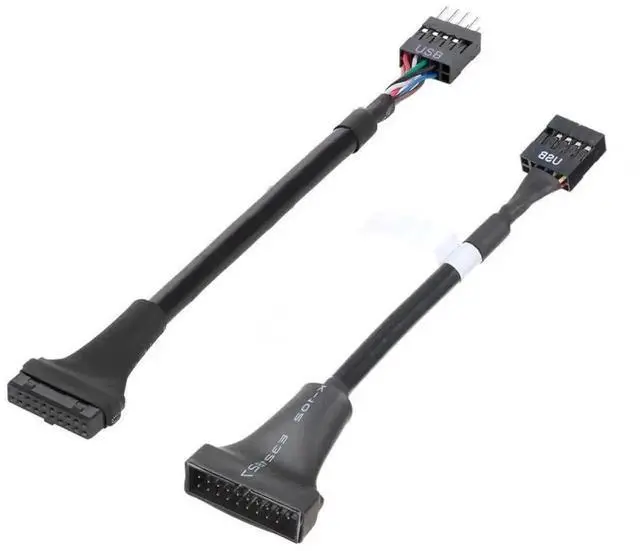 Alt view image 6 of 7 - 2 Pack USB 2.0 9/10Pin Front Panel Header to 19/20Pin Mainboard Header Gender Changer Cable Adapter