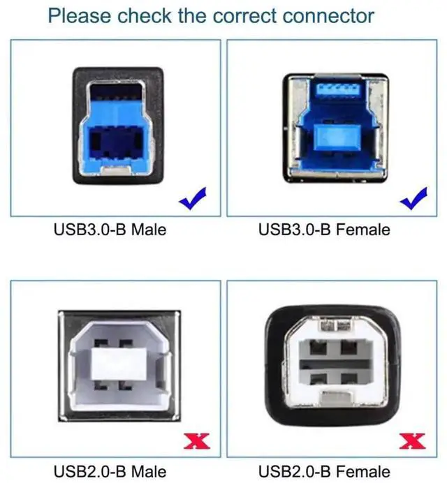 Alt view image 4 of 7 - 2 Pack USB C Male/Female to USB 3.0 Type B Male Adapter for Printer, Hard Drive and Camera