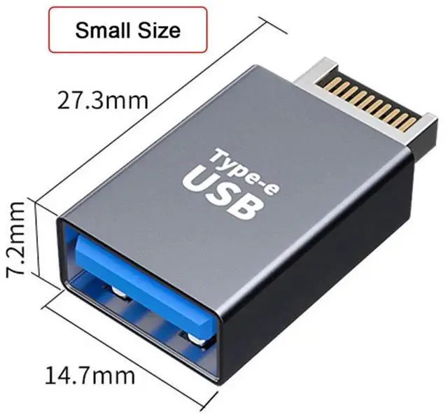 Alt view image 3 of 7 - USB 3.1 Type-E Male Front Panel Header to USB 3.0 Type-A Female Adapter, Motherboard Internal Data Converter