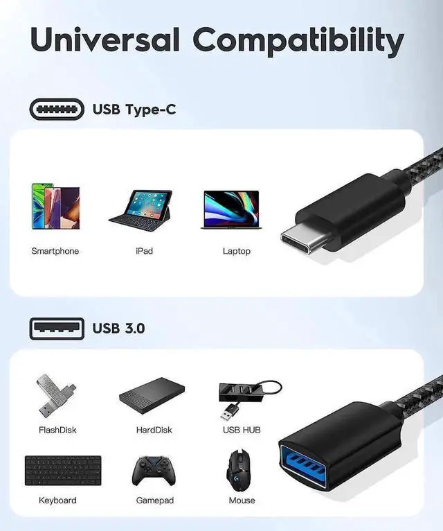 Alt view image 6 of 7 - 2 Pack 10Gbps USB C to USB 3.0 Adapter, USB Type C Male to USB 3.1/3.2 Female OTG Converter Compatible with Thunderbolt 3/4 for MacBook, Tablet & Smartphone