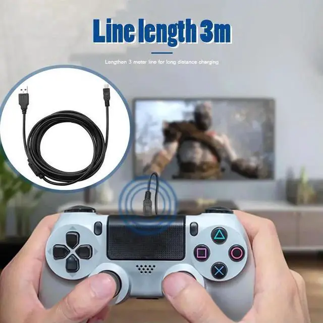 Alt view image 2 of 3 - 3m Mini USB Charging Cable with Magnetic Ring, Durable Power Cord for Gamepad