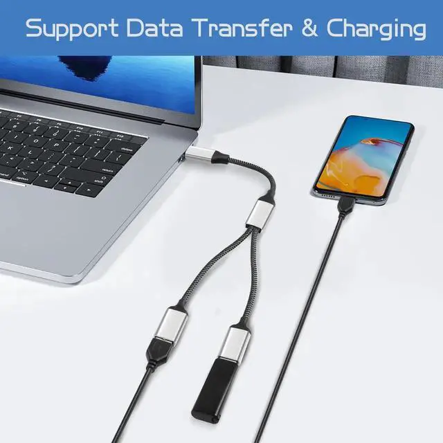 Alt view image 2 of 6 - 20CM USB-C OTG Y Splitter Cable, USB 3.0 Type C Male to Dual USB A Female 1-to-2 Multiport Converter for Car, Laptop & PC