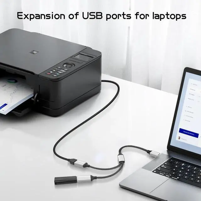 Alt view image 3 of 6 - 20CM USB-C OTG Y Splitter Cable, USB 3.0 Type C Male to Dual USB A Female 1-to-2 Multiport Converter for Car, Laptop & PC