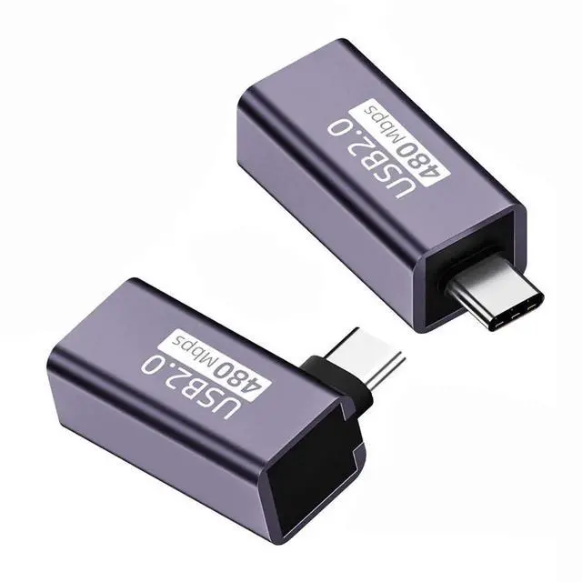 Main image of 2PCS USB 2.0 Type B Female to USB-C Male Adapter, Straight & Angled Converter for Printer, Phone and Storage Disk