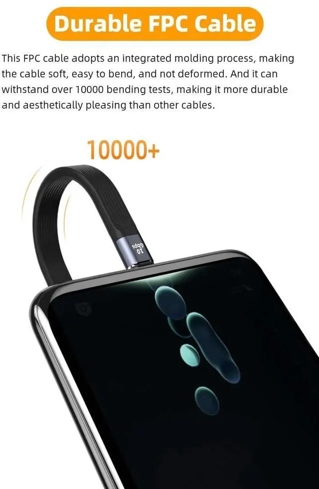 Alt view image 5 of 5 - 5.3 Inch Short USB A to USB C Cable, 60W Fast Charging 10Gbps Data Cord for Portable SSD, Power Bank, Android Auto, Laptop, Tablet & Phone