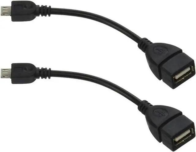 Main image of 2 Pack Black USB 2.0 Micro USB OTG Adapter, Micro Male to USB Female OTG Cable for Samsung, LG and Android Phones