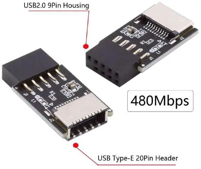Alt view image 7 of 7 - Key-A Type-E to USB 2.0 9Pin/10Pin Header Adapter, USB 3.1 Front Panel Socket Converter for Motherboard