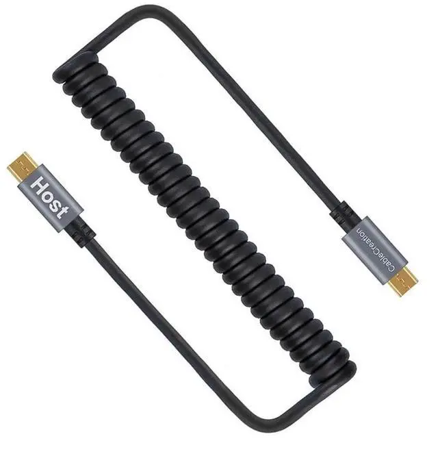 Main image of Black Coiled Micro USB to Micro USB Cable, 0.56ft-4ft Retractable OTG Cord with Gold-Plated Connectors & Aluminum Shell for Raspberry Pi Zero, Phones, DJI Remote