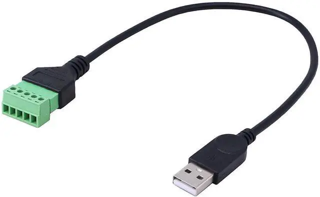Main image of 1ft USB 2.0 Type A Male to 5-Pin Screw Terminal Female Cable, Solderless Adapter for Charging & Data Transfer
