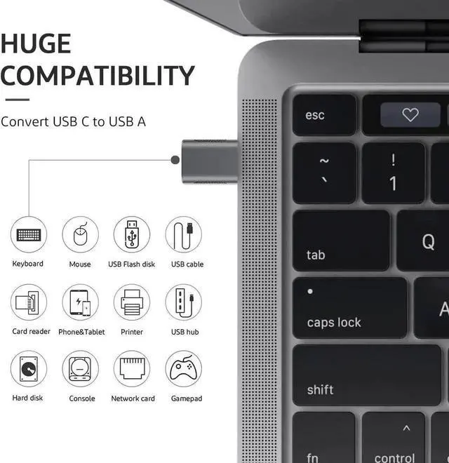 Alt view image 2 of 7 - 4 Pack 10Gbps USB C to USB 3.0 OTG Adapter, Type C Male to USB A Female Converter, Thunderbolt 3/4 Compatible for MacBook, iPad, iMac, Space Grey