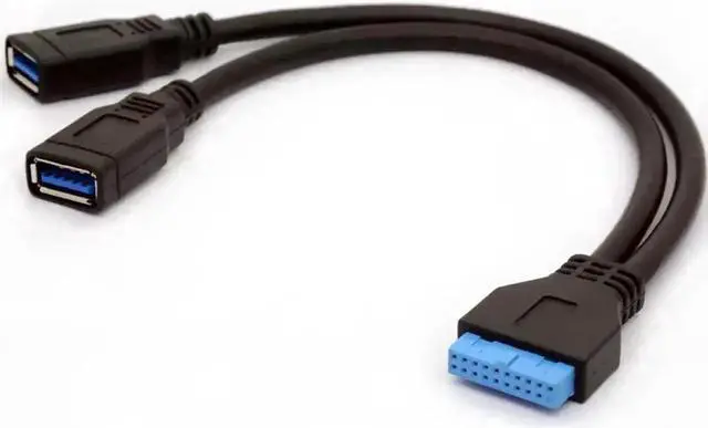 Alt view image 3 of 6 - 30cm 2-Port USB 3.0 Cable, 20Pin Motherboard Header to Dual USB A Female Adapter for Gaming PC Front Panel DIY