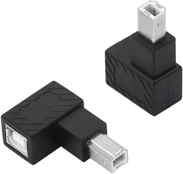 Main image of 2 Pack 90 Degree Right Angle USB 2.0 Type-B Male to Female Printer Adapter, 480Mbps Plug & Play Connector for PC and Printers