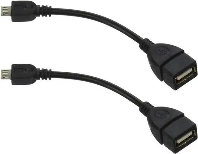 Main image of 2 Pack Micro USB to USB 2.0 OTG Adapter, Micro USB Male to USB Female On-The-Go Connector for Samsung, LG and Android Phones (Black)