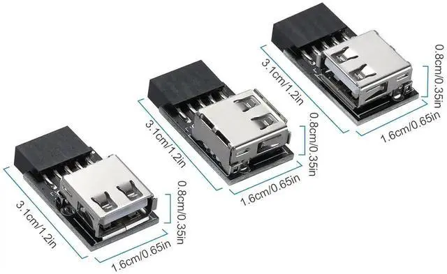 Alt view image 4 of 7 - 3 Pack USB 2.0 9Pin/10Pin Header to Type A Adapter, Front Panel USB Port Converter for PC Motherboard