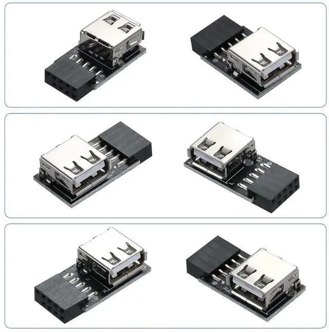 Alt view image 2 of 7 - 3 Pack USB 2.0 9Pin/10Pin Header to Type A Adapter, Front Panel USB Port Converter for PC Motherboard
