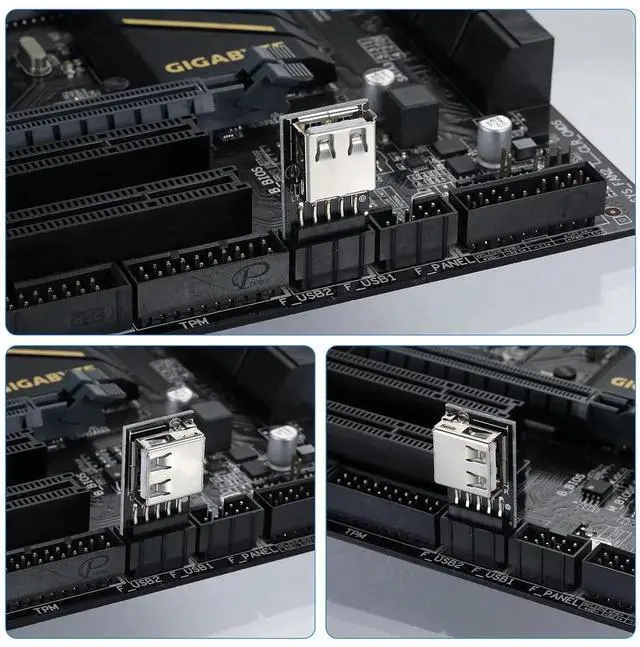 Alt view image 3 of 7 - 3 Pack USB 2.0 9Pin/10Pin Header to Type A Adapter, Front Panel USB Port Converter for PC Motherboard