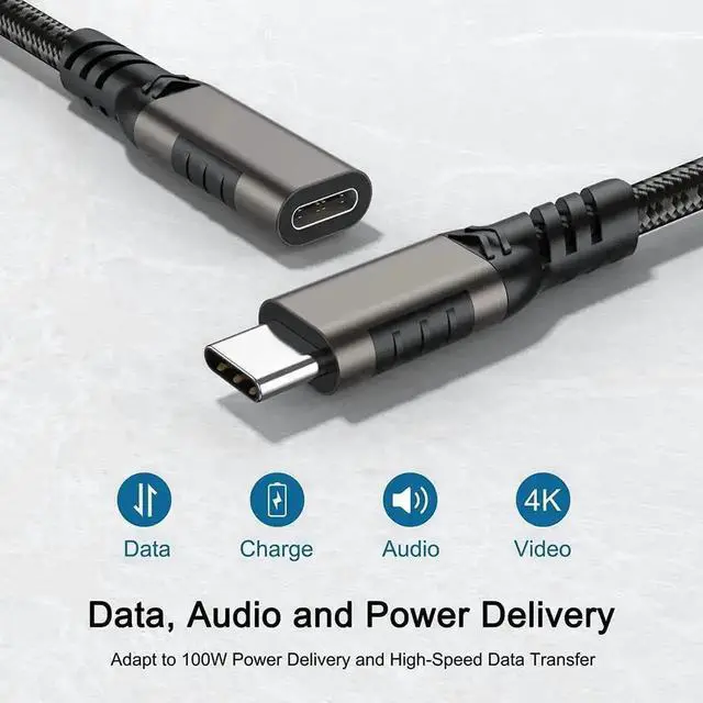 Alt view image 6 of 7 - 1M/3.3FT USB C Extension Cable, USB 3.1 Gen2 Male to Female Cord, 10Gbps Data & 100W/5A Fast Charging for MacBook, Laptops, Tablets & Phones