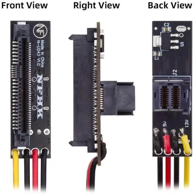 Alt view image 3 of 7 - U.2/U.3 SFF8639 SSD to SFF8643 PCB Adapter Card with 5V/12V SATA Power Cable