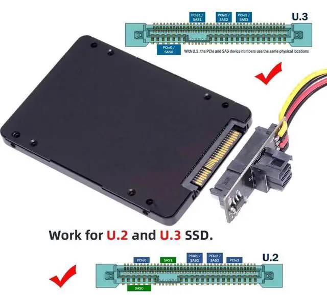 Alt view image 7 of 7 - U.2/U.3 SFF8639 SSD to SFF8643 PCB Adapter Card with 5V/12V SATA Power Cable