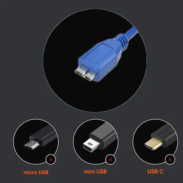 Alt view image 4 of 6 - 2 Pack 0.65ft Short USB 3.0 A to Micro B Cable, Blue High Speed Cord for External Hard Drive, Samsung Galaxy S5, Note Pro, WD, Lacie, Hitachi, Seagate & Cameras