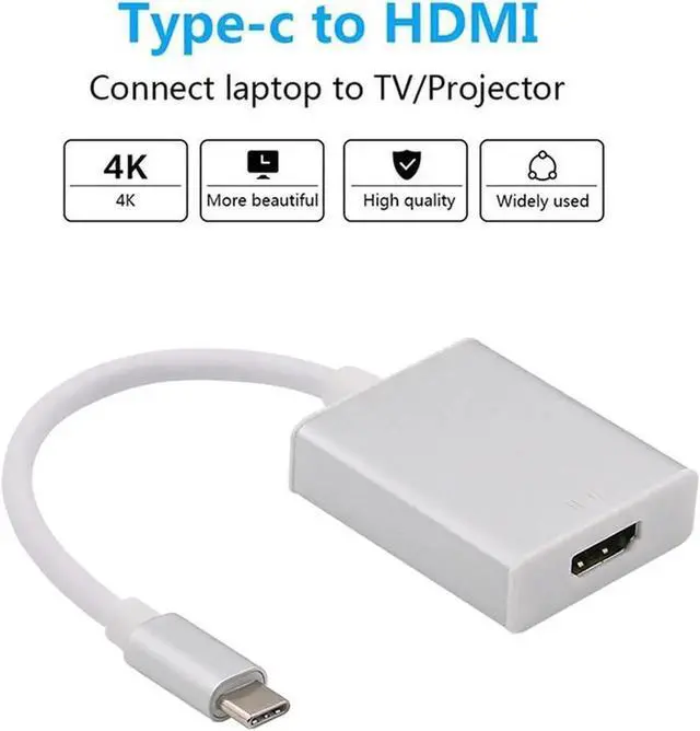 Alt view image 2 of 5 - USB C to HDMI Adapter, USB 3.1 Type-C (USB-C) to HDMI 4K@30Hz Converter, Thunderbolt 3 & DP Alt Mode Compatible, Aluminum Case for 2017 MacBook Pro, Samsung Galaxy S8 Silver