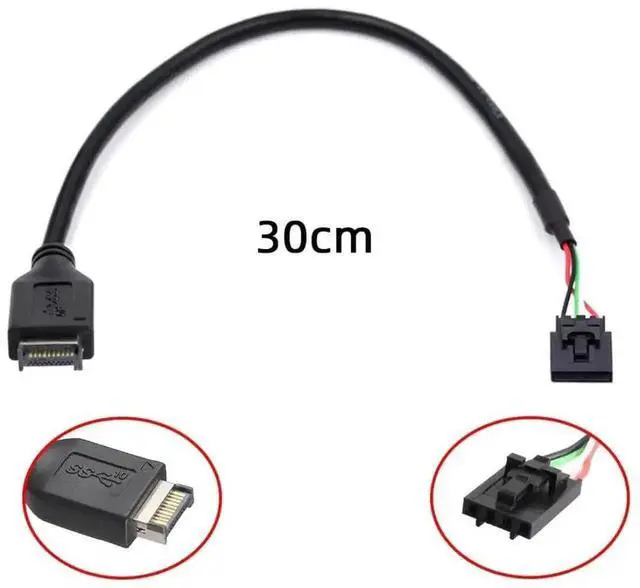 Alt view image 5 of 7 - 0.98FT USB 3.1 Type E Front Panel Header to 2.54mm Pitch 4Pin Cable, Motherboard 9Pin/10Pin HUB Header Extension Adapter