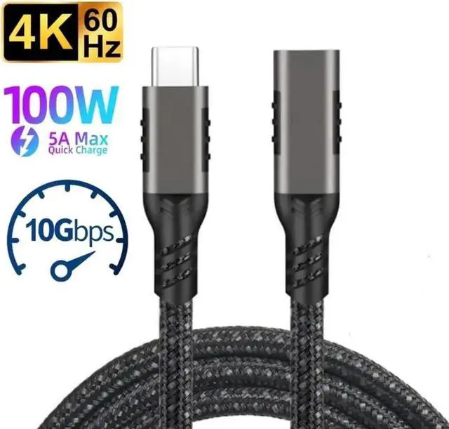 Main image of 3.3FT USB-C Extension Cable, 10Gbps USB3.2, 100W 5A Fast Charging Cord for PSVR2, USB-C Hub, MacBook, iPad Pro, Magsafe Charger & XPS