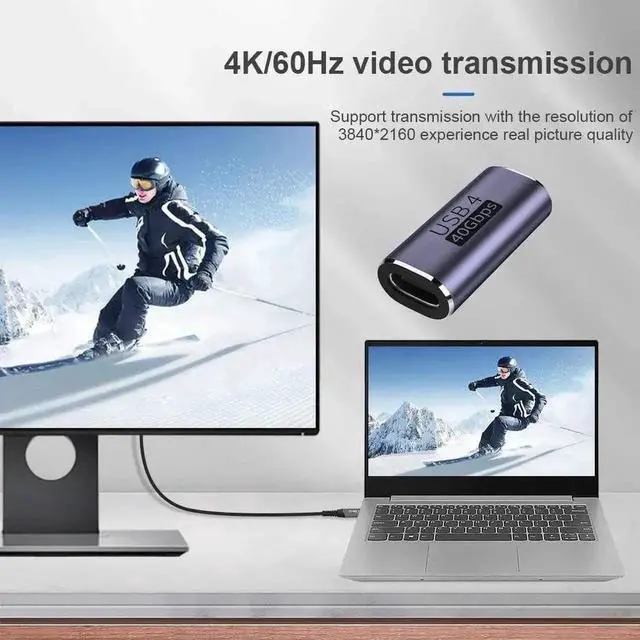 Alt view image 5 of 7 - USB4 Type-C Female to Female Extender Adapter, 40Gbps Data, 100W Charging & 8K Video Converter