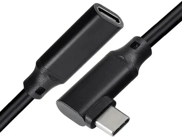Alt view image 2 of 3 - 8 Inch Black Left & Right 90 Degree USB-C Male to Female Adapter, 10Gbps 5A 4K@60Hz with Audio