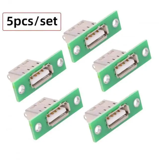 Alt view image 6 of 6 - 5Pcs Set Panel Mount USB Type-A Female Socket, Solder Type DIY Connector