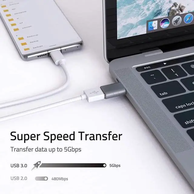 Alt view image 3 of 6 - 2 Pack USB-C to USB 3.0 Adapter, Thunderbolt 3 Compatible Converter, Space Grey for MacBook, XPS & Type C Devices