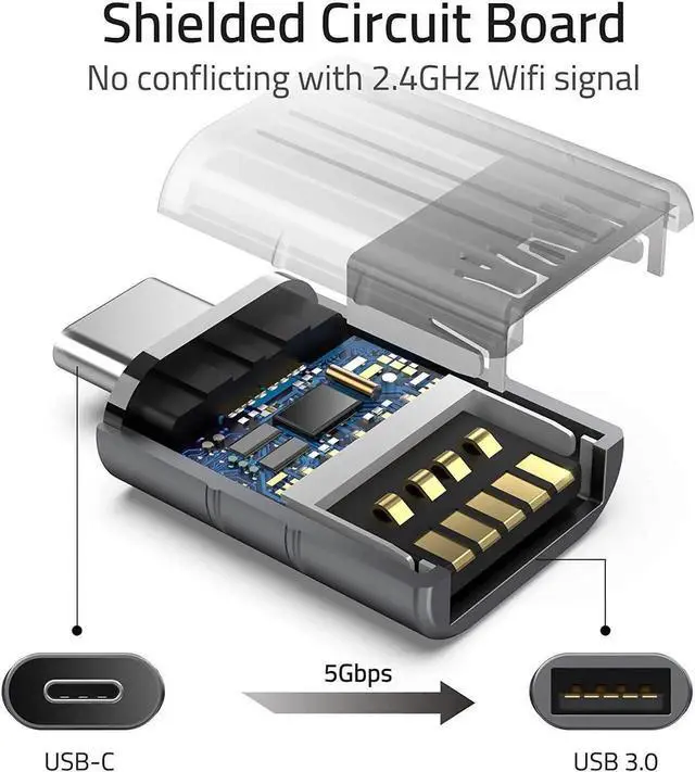 Alt view image 5 of 6 - 2 Pack USB-C to USB 3.0 Adapter, Thunderbolt 3 Compatible Converter, Space Grey for MacBook, XPS & Type C Devices