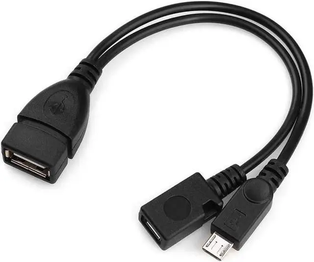 Alt view image 5 of 6 - 2 Pack 8 Inch 2-in-1 Micro USB OTG Y Splitter Cable, Micro USB to USB A Female with Micro-B Charging Port for Android, Fire Stick, 2.5" SSD