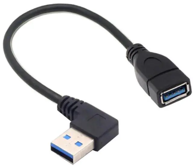 Main image of 2 Pack 10in/25cm 90 Degree Flat USB 3.0 Extension Cable, Left & Right Angle Type A Male to Female Cord, 5Gbps for Laptop, Flash Drive, Mouse, Hard Drive