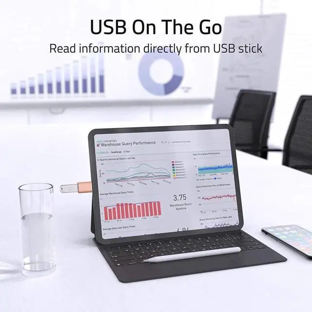 Alt view image 5 of 6 - 2 Pack Rose Gold USB-C to USB 3.0 Adapter, Thunderbolt 3 Compatible Converter for MacBook Pro/Air, Dell XPS & Type-C Devices