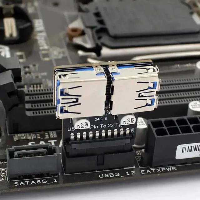 Alt view image 3 of 7 - PH22T USB 3.0/3.1 Adapter, 19P/20P Motherboard Header to Dual USB-A Female for PC Front Panel