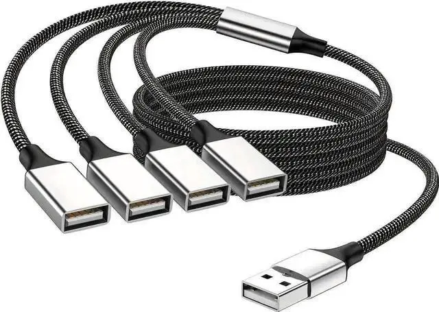 Alt view image 4 of 7 - 0.8FT USB Splitter Cable, 1 Male to 4 Female USB Hub Adapter for Laptop, Mac, Car, Xbox, Flash Drive & HDD