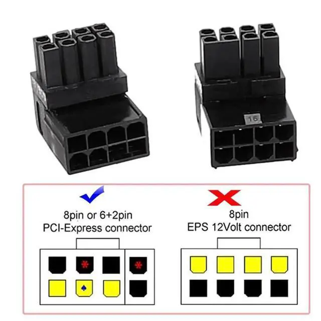 Alt view image 7 of 7 - 2 Pack 90° Up & Down Angled ATX 8Pin Power Adapter, Male to Female Header Converter for GPU Graphics Card