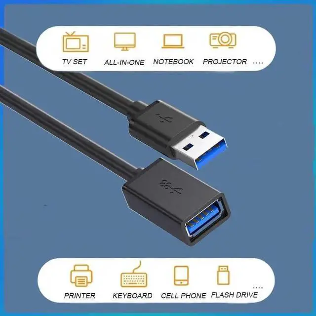 Alt view image 4 of 6 - 2 Pack 1.65FT USB 3.0 Extension Cable, Type A Male to Female High Speed Cord for Keyboard, Mouse, Webcam, Printer, Hard Drive