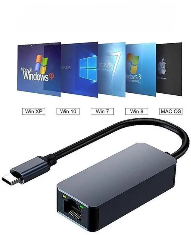 Alt view image 3 of 6 - USB C to 2.5G Ethernet Adapter, USB 3.0 Type C to 2.5G RJ45 LAN Network Converter, 2.5Gbps High Speed, Compatible with Mac OS, Windows, Linux, Backward Compatible with 2500/1000/100Mbps