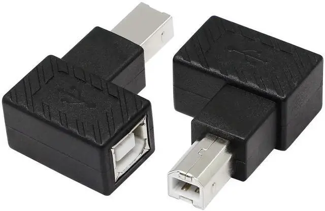 Alt view image 4 of 6 - 2 Pack 90 Degree USB 2.0 Type-B Adapter, Left & Right Angle Male to Female Converter for Printer, Scanner, External Hard Drive
